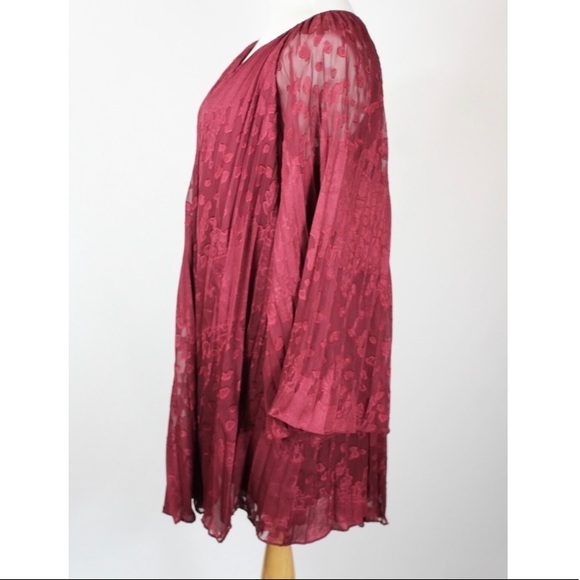 Anthropologie Toulon Berry Pleated Mini Dress Medium - Picture 5 of 6